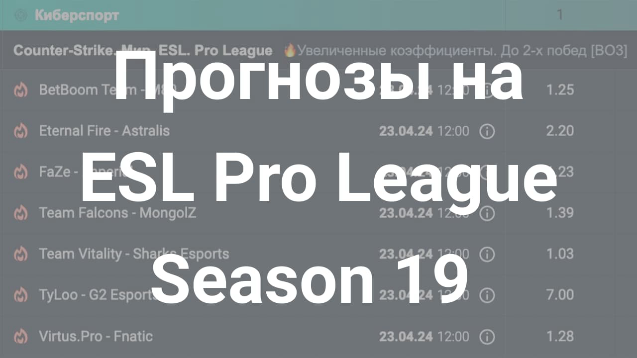 Картинка для Разбор и ставки на турнир ESL Pro League Season 19 
