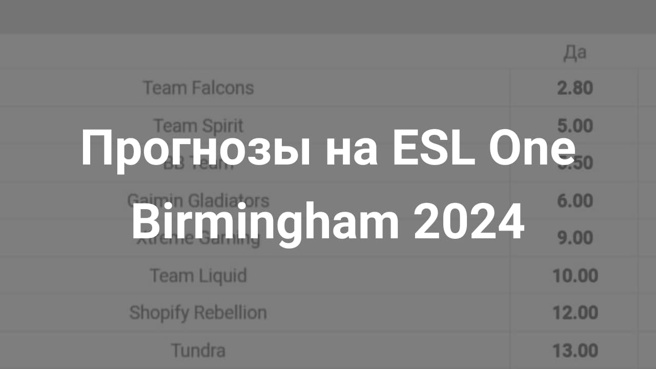 Картинка для Анализ и ставки на ESL One Birmingham 2024